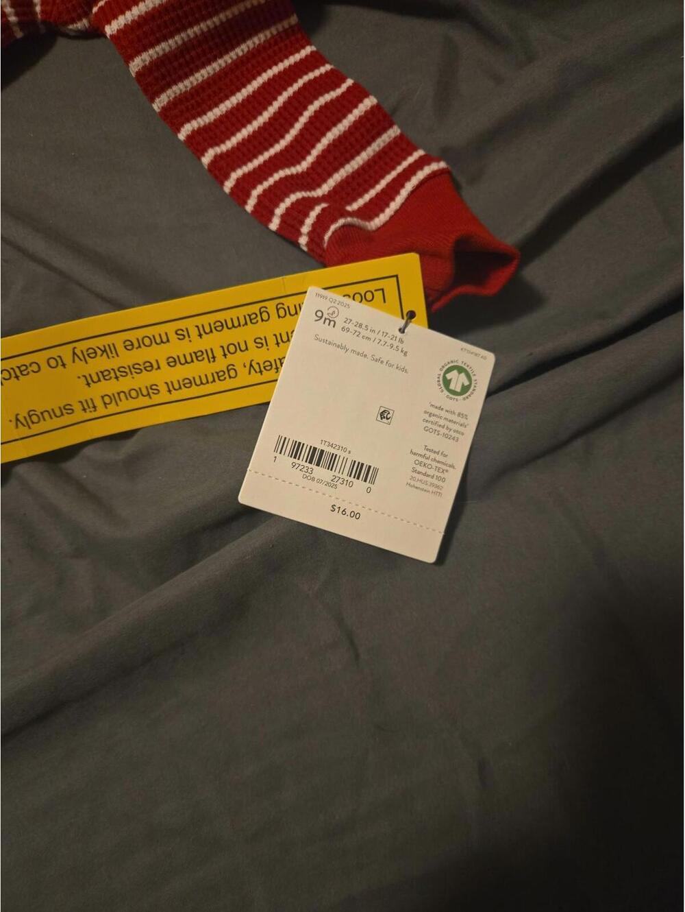 Little Planet by Carter's Organic Cotton Striped Pajama Set - 9 month, Red/White - Picture 2 of 2